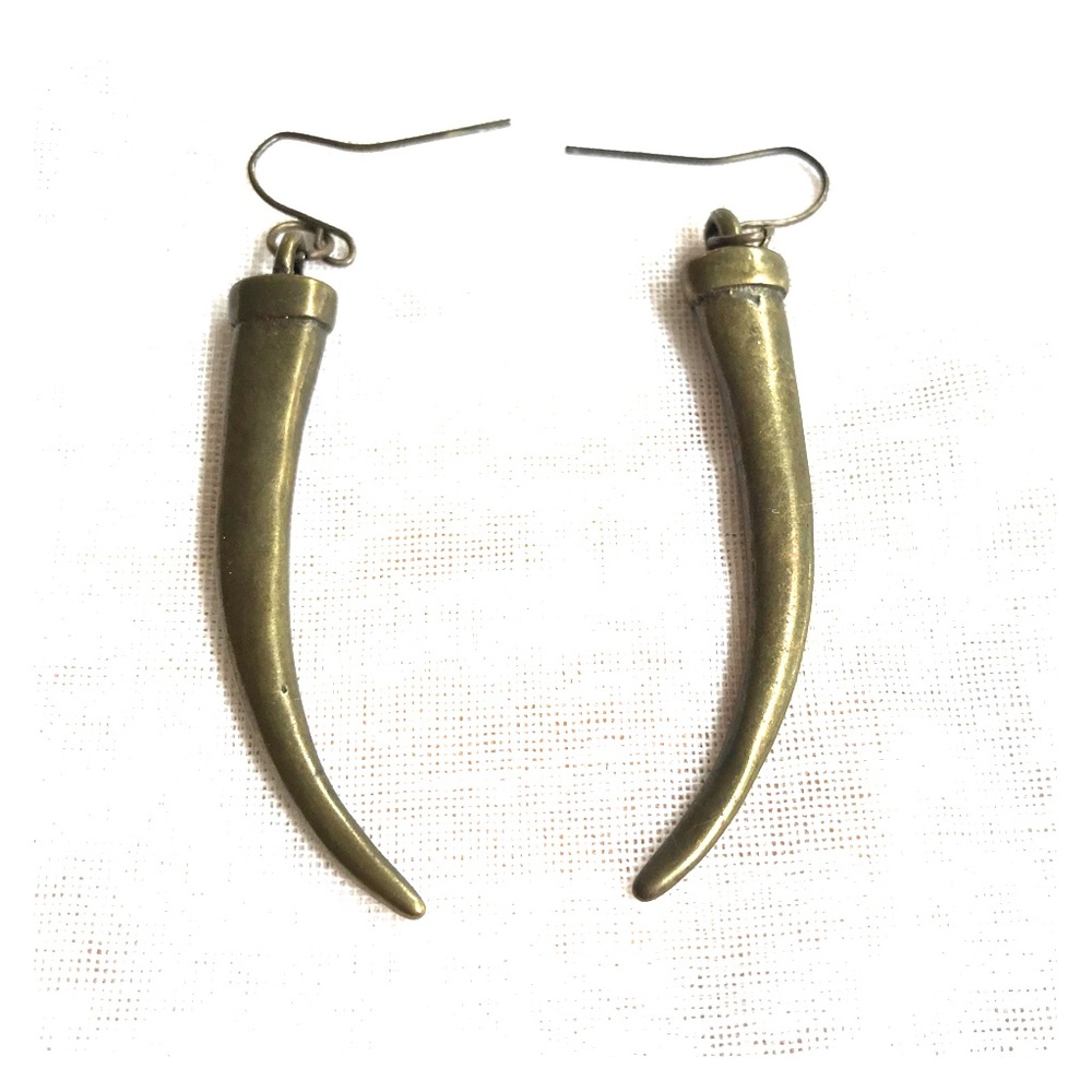 Horn Shaped Brass Earrings